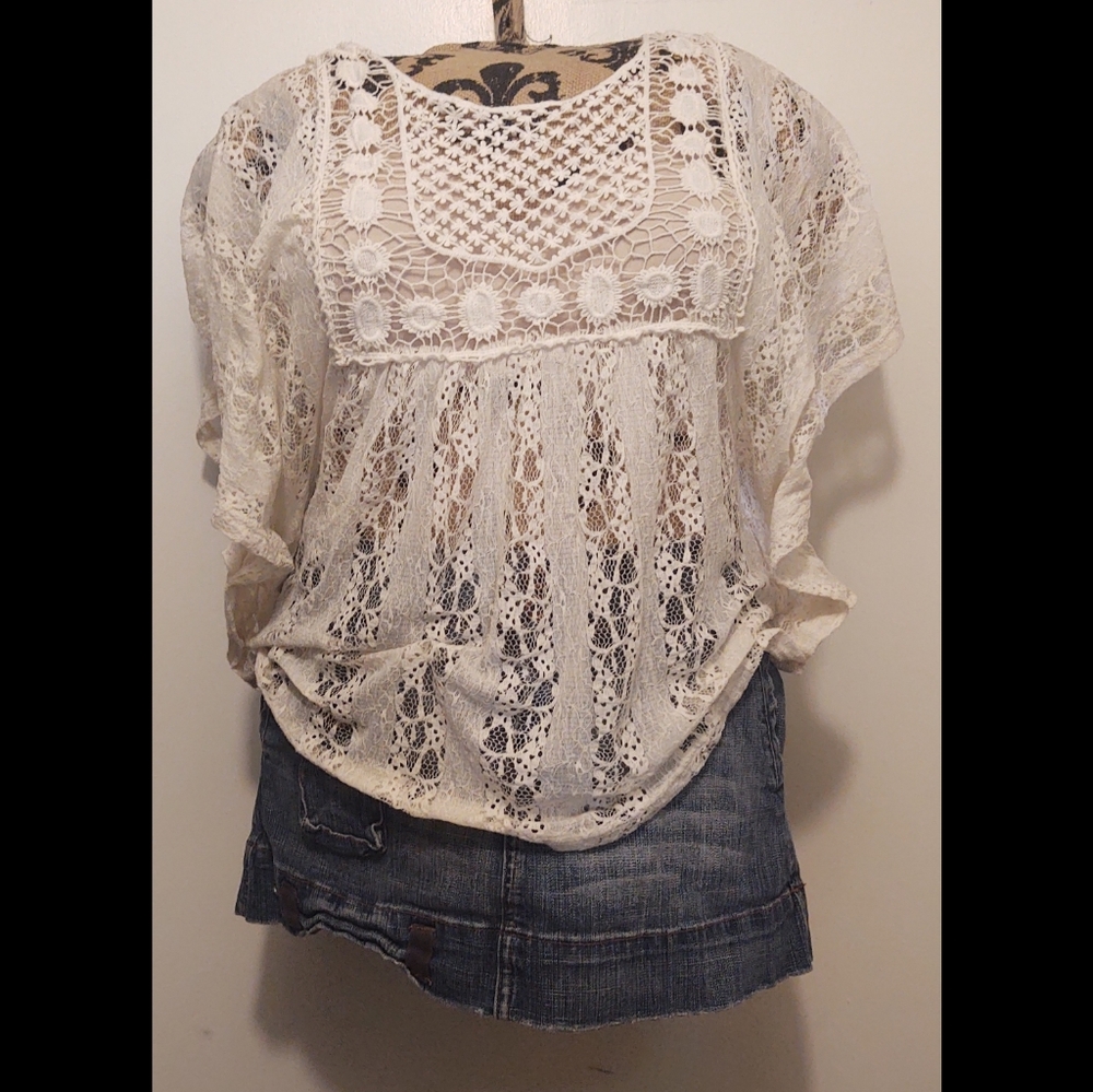 It's Pink Lace Boho Peasant Knit Top (shirt only)